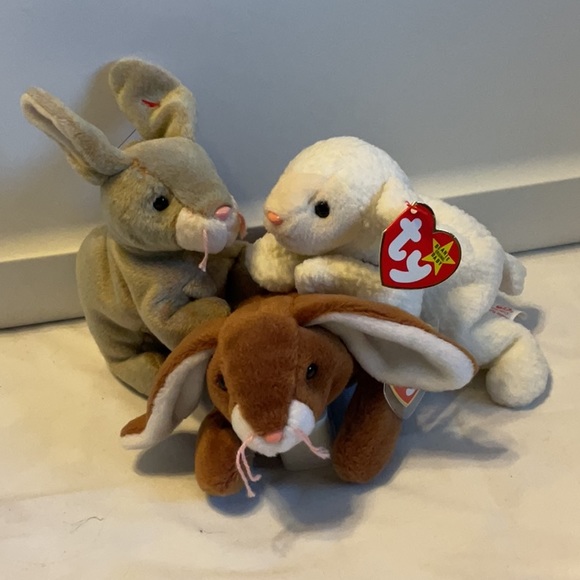Ty Easter 🐣  Collection of beanie babies lamb 🐑 & bunny rabbits 🐇 set - Picture 1 of 7